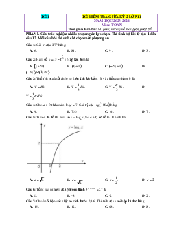 Đề kiểm tra giữa học kỳ 2 Toán 11 Chân trời sáng tạo (giải chi tiết)-Đề 1