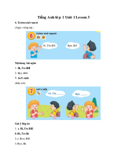 Tiếng Anh lớp 1 Unit 1 Lesson 3 | Global Success