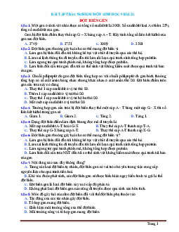 Trắc Nghiệm Sinh 9 Bài 21: Đột Biến Gen (Có Đáp Án)