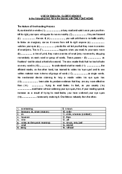 Use of English cloze exercise with key