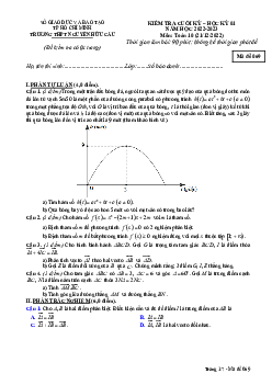 Đề cuối kỳ 1 Toán 10 năm 2022 – 2023 trường THPT Nguyễn Hữu Cầu – TP HCM