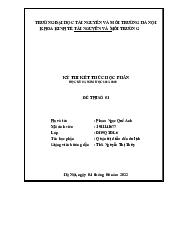 Bài tập kết thúc học phần - Quản trị dịch vụ du lịch | Trường Đại học Tài nguyên và Môi trường Hà Nội
