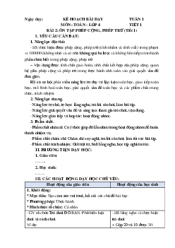 Giáo án Toán lớp 4 Tuần 1 | Chân trời sáng tạo