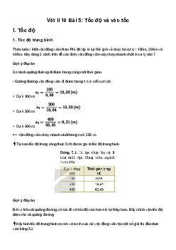 Giải Vật lí 10 Bài 5: Tốc độ và vận tốc | Kết Nối Tri Thức