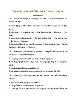 Đáp án trắc nghiệm tập huấn Khoa học lớp 4 | Chân trời sáng tạo