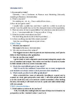 Tài liệu ôn tập kỹ năng Speaking học phần Tiếng anh cơ bản