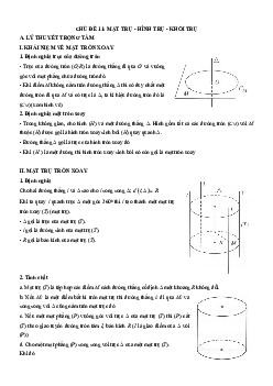 Chuyên đề trắc nghiệm mặt trụ, hình trụ và khối trụ Toán 12