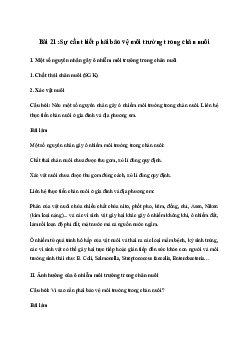 Giải Công nghệ 11 Bài 21: Sự cần thiết phải bảo vệ môi trường trong chăn nuôi | Kết nối tri thức