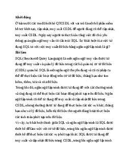 Giải bài 14: SQL - Ngôn ngữ truy vấn có cấu trúc  | Tin học 11 Kết nối tri thức