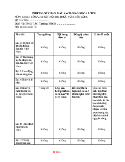 Phiếu Góp Ý Bản Mẫu SGK Môn GDCD Lớp 8 Kết Nối Tri Thức Với Cuộc Sống