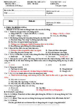 Đề thi giữa học kì 1 môn Tin học 6 năm 2023 - 2024 sách Cánh diều | Đề 3