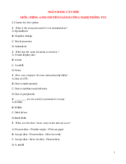 Đề thi Tiếng anh chuyên ngành khoa Công nghệ thông tin