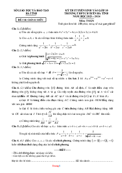 Đề thi tuyển sinh vào lớp 10 Trường THPT Chuyên Hà Tĩnh năm 2023-2024 môn toán (có đáp án và lời giải chi tiết)