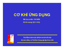 Chương 5: Chi tiết máy | Bài giảng môn Cơ khí ứng dụng | Đại học Bách khoa hà nội