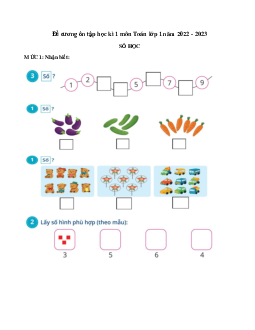 Đề cương ôn tập học kì 1 môn Toán lớp 1 năm 2022 - 2023