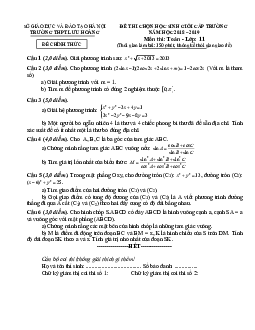Đề học sinh giỏi Toán 11 cấp trường năm 2018 – 2019 trường Lưu Hoàng – Hà Nội