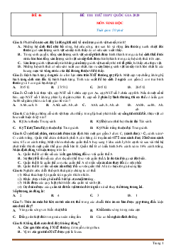 TOP 10 đề thi thử THPTQG môn sinh học  năm 2020 Tập 5 (có đáp án và lời giải chi tiết)