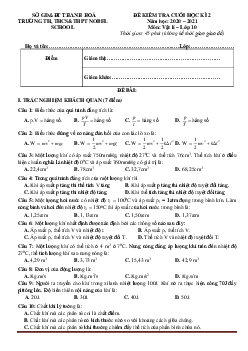 Đề thi HK2 môn Lý 10 năm học 2020-2021 trường Nobel School có đáp án
