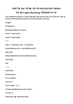 Tin học 10 Bài 32: Ôn tập lập trình Python - Kết Nối Tri Thức