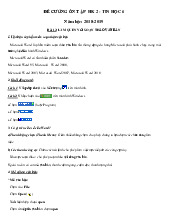 Đề cương ôn tập học kỳ 2 môn Tin học lớp 6 năm học 2018 - 2019 - Đề số 1