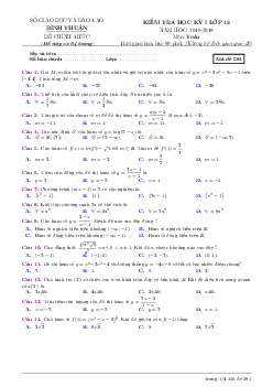 Đề kiểm tra học kỳ 1 Toán 12 năm học 2018 – 2019 sở GD và ĐT Bình Thuận