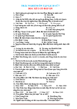 Trắc nghiệm ôn tập Lịch Sử 7 HK1 (có đáp án)