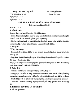 Giáo án Hoạt động trải nghiệm hướng nghiệp 7 Chủ đề 9 sách Kết nối tri thức với cuộc sống