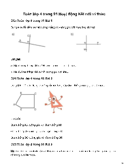 Toán lớp 4  Bài 27: Hai đường thẳng vuông góc Kết nối tri thức