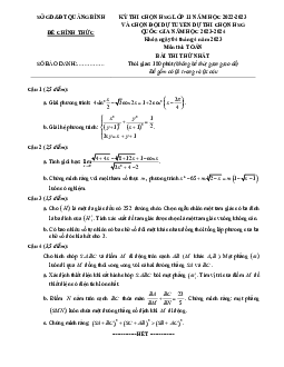Đề thi chọn HSG Toán 11 năm 2022 – 2023 sở GD&ĐT Quảng Bình