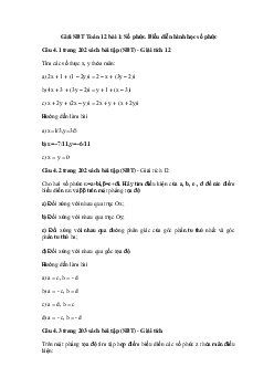 Giải SBT Toán 12 bài 1: Số phức. Biểu diễn hình học số phức