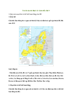 Bài 9: EU - Một liên kết kinh tế khu vực lớn. Vị thế của EU trong nền kinh tế thế giới | Giải Địa lí 11 Cánh diều