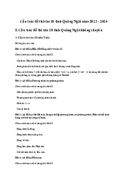 Cấu trúc đề thi vào 10 tỉnh Quãng Ngãi năm 2023 - 2024
