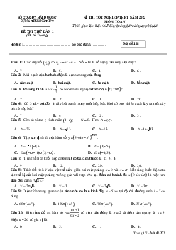 Đề thi thử THPT Quốc gia 2022 môn Toán lần 1 cụm 6 trường THPT Sở GD&ĐT Hải Dương