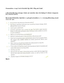 Giải bài tập SBT Tiếng Anh lớp 12 chương trình mới Unit 6: Endangered species