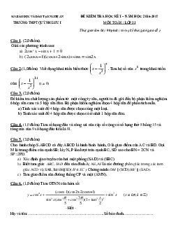 Đề thi HK1 Toán 11 năm học 2016 – 2017 trường THPT Yên Khánh B – Ninh Bình