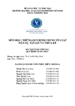 Bài tập môn Luật dân sự - Quy định về di chúc