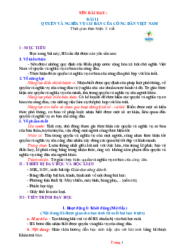Giáo án GDCD 6  Bài 11: Quyền và nghĩa vụ cơ bản của công dân Việt Nam | Cánh diều