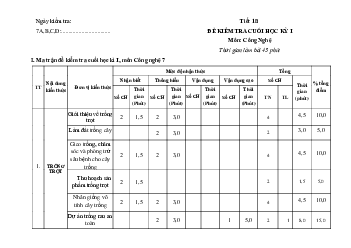 Đề thi học kì 1 môn Công nghệ 7 | Đề 3 | Kết nối tri thức
