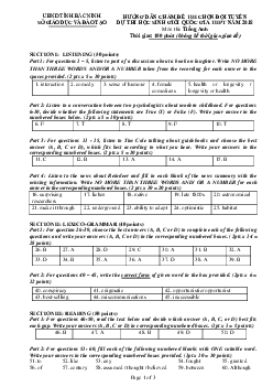 (Đáp án) Đề thi lập đội tuyển dự thi HSG Quốc Gia tỉnh Bắc Ninh môn Tiếng Anh năm 2018
