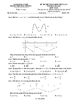 Đề thi thử TN THPT 2023 lần 3 môn Toán trường THPT Hàn Thuyên – Bắc Ninh