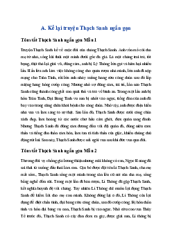 Tóm tắt truyện Thạch Sanh hay, ngắn nhất | Ngữ văn 6 Kết nối tri thức