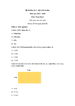 Đề thi giữa học kì 2 Toán lớp 3 năm 2023 - 2024 (Đề 1) | Kết nối tri thức