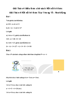 Giải Toán lớp 4 Bài 4: Biểu thức chữ | Kết nối tri thức