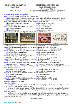 Đề thi GHK1 môn Lịch Sử 10 SGD Bắc Ninh 2022-2023(Có đáp án)