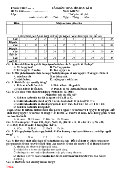 Bộ đề kiểm tra giữa HK2 môn KHTN 7 năm học 2022-2023 (có đáp án)