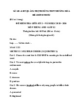 Đề thi giữa kì 1 năm 2025 THPT Hướng Hóa - lớp 12 môn Anh (có đáp án)