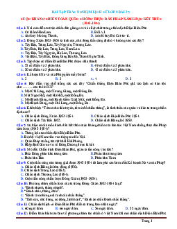 Trắc Nghiệm Sử 9 Bài 27: Cuộc kháng chiến toàn quốc chống thực dân Pháp xâm lược kết thúc (1953-1954) (Có Đáp Án)
