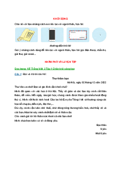 Tiếng Việt 3 trang 107 Bài 2: Thư thăm bạn | Chân trời sáng tạo