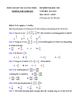Đề cuối học kỳ 1 Toán 7 năm 2023 – 2024 trường THCS Kim Sơn – Quảng Ninh