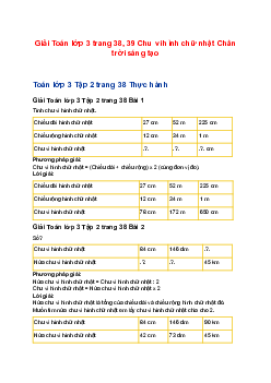 Giải Toán lớp 3 trang 38, 39 Chu vi hình chữ nhật Chân trời sáng tạo